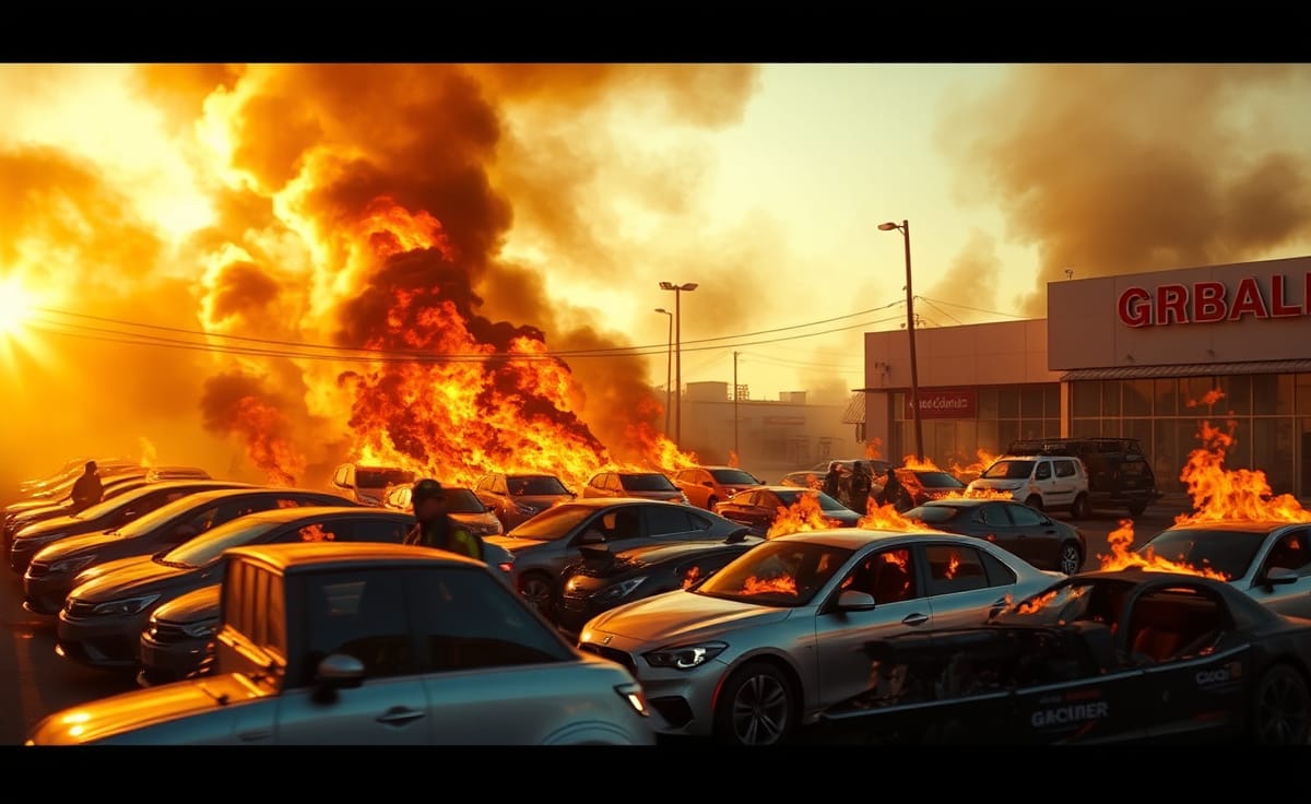 Autos en llamas devoran negocio en Guadalupe 1 Se incendian autos en negocio de Guadalupe