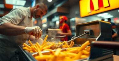 Trump fríe papas para atacar a Kamala Harris directamente 4 Trump cocina papas fritas en reconocido negocio de hamburguesas para desacreditar a Kamala Harris
